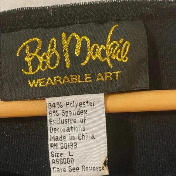 Bob Mackie Womens Vintage Velour Christmas Tree Rhinestone Top Size Large Black - Picture 6 of 6